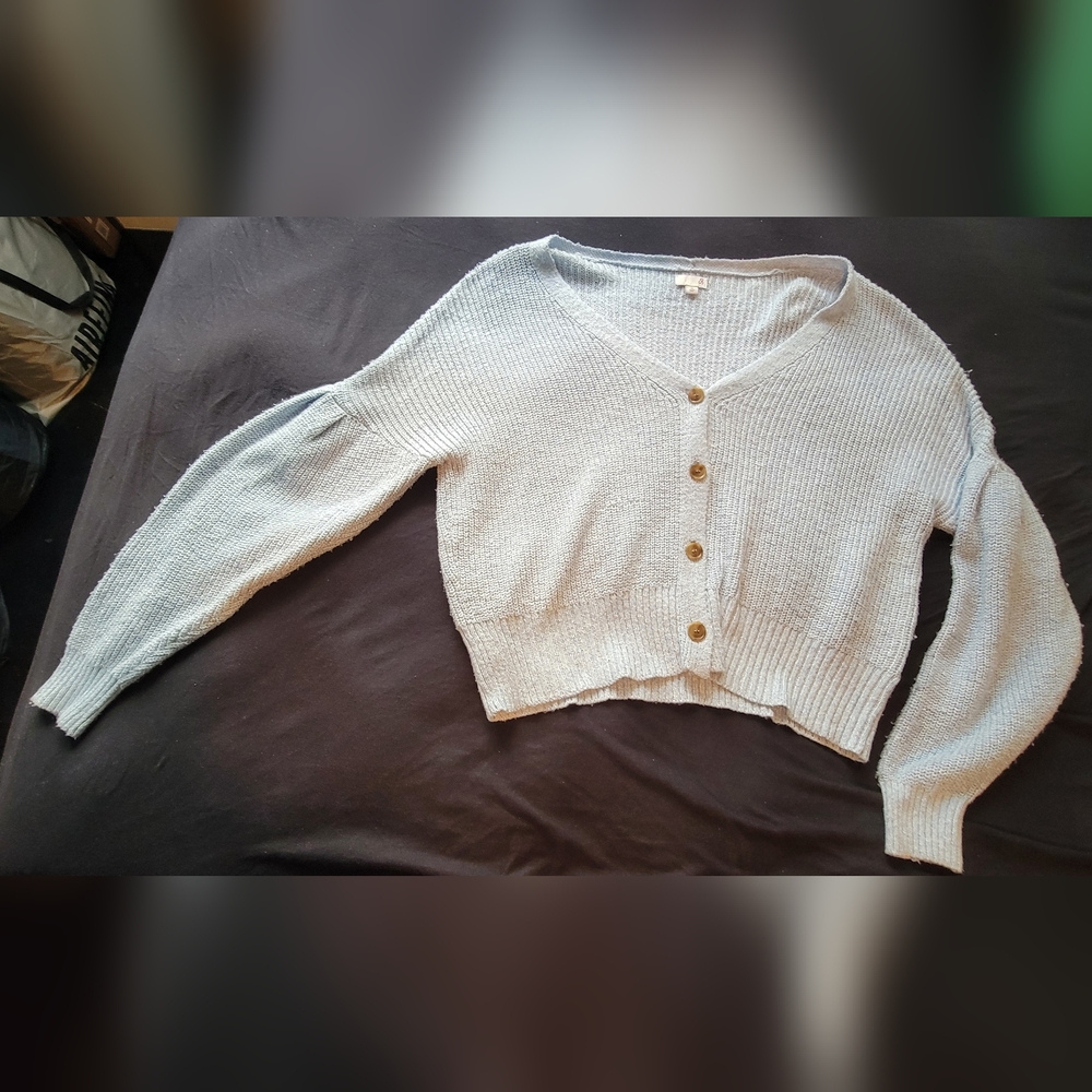 SO Women's Button-Up Cardigan - Light Blue